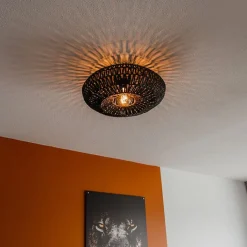 Kinder QAZQA Kinderzimmerlampen|Schlafzimmerlampen*Retro-Deckenleuchte schwarz Seil 50cm - Lina