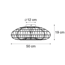 Kinder QAZQA Kinderzimmerlampen|Schlafzimmerlampen*Retro-Deckenleuchte schwarz Seil 50cm - Lina
