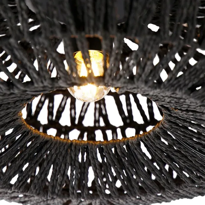 Kinder QAZQA Kinderzimmerlampen|Schlafzimmerlampen*Retro-Deckenleuchte schwarz Seil 50cm - Lina