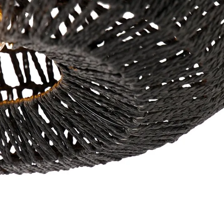 Kinder QAZQA Kinderzimmerlampen|Schlafzimmerlampen*Retro-Deckenleuchte schwarz Seil 50cm - Lina