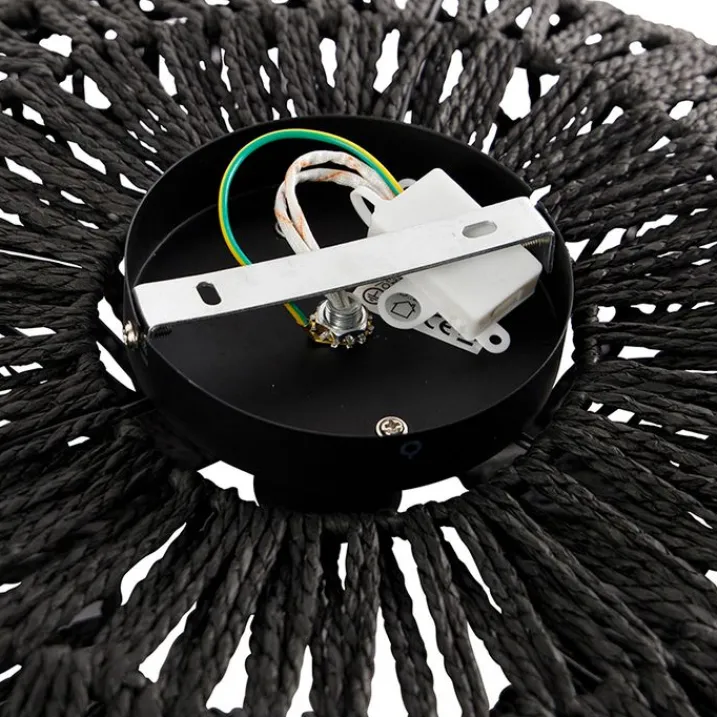 Kinder QAZQA Kinderzimmerlampen|Schlafzimmerlampen*Retro-Deckenleuchte schwarz Seil 50cm - Lina