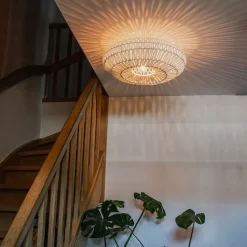 Kinder QAZQA Küchenlampen|Esszimmerlampen*Retro-Deckenleuchte weiß Seil rund - Lina