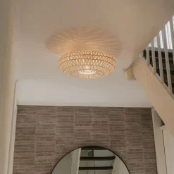 Kinder QAZQA Küchenlampen|Esszimmerlampen*Retro-Deckenleuchte weiß Seil rund - Lina