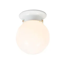 QAZQA Deckenleuchten|Esszimmerlampen*Retro-Deckenleuchte weißes Opalglas - Scoop