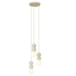 QAZQA Pendelleuchten|Wohnzimmerlampen*Retro-Hängelampe Beige mit Milchglas 3-flammig - Fedde