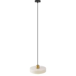 QAZQA Schlafzimmerlampen|Esszimmerlampen*Retro-Hängelampe Gold mit beigem Glas - Jina