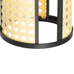 QAZQA Pendelleuchten|Wohnzimmerlampen*Retro-Hängelampe schwarz mit Rattan 3-flammig rund - Akira