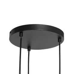 QAZQA Pendelleuchten|Wohnzimmerlampen*Retro-Hängelampe schwarz mit Rattan 3-flammig rund - Akira