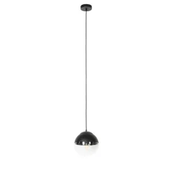 QAZQA Pendelleuchten|Wohnzimmerlampen*Retro-Hängelampe schwarz mit klarem Glas 20 cm - Eclipse