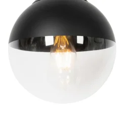 QAZQA Pendelleuchten|Wohnzimmerlampen*Retro-Hängelampe schwarz mit klarem Glas 20 cm - Eclipse