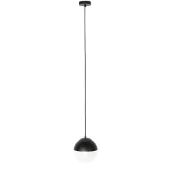 QAZQA Pendelleuchten|Wohnzimmerlampen*Retro-Hängelampe schwarz mit klarem Glas 20 cm - Eclipse