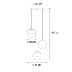 QAZQA Pendelleuchten|Wohnzimmerlampen*Retro-Hängelampe schwarz mit klarem Glas, rund, 3-flammig – Eclipse