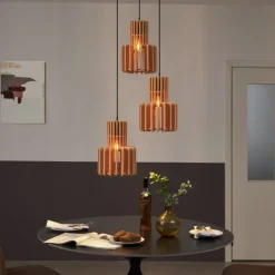 QAZQA Pendelleuchten|Wohnzimmerlampen*Retro-Hängelampe schwarz mit Orange 3-flammig - Felt