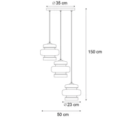 QAZQA Pendelleuchten|Wohnzimmerlampen*Retro-Hängelampe schwarz mit grünem Glas 3-flammig - Denise