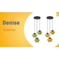 QAZQA Pendelleuchten|Wohnzimmerlampen*Retro-Hängelampe schwarz mit grünem Glas 3-flammig - Denise