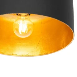 QAZQA Pendelleuchten|Wohnzimmerlampen*Retro-Hängelampe schwarz mit goldenem Innenleben – Jinte
