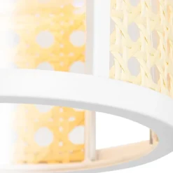 QAZQA Pendelleuchten|Wohnzimmerlampen*Retro-Hängelampe weiß mit Rattan 3-flammig länglich - Akira