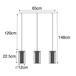QAZQA Pendelleuchten|Wohnzimmerlampen*Retro-Hängelampe weiß mit Rattan 3-flammig länglich - Akira