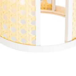 QAZQA Pendelleuchten|Wohnzimmerlampen*Retro-Hängelampe weiß mit Rattan 3-flammig länglich - Akira