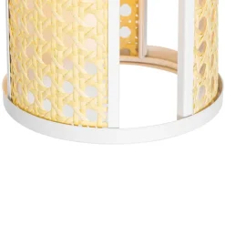 QAZQA Pendelleuchten|Wohnzimmerlampen*Retro-Hängelampe weiß mit Rattan 3-flammig rund - Akira