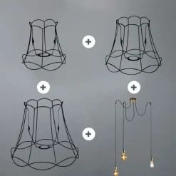 QAZQA Pendelleuchten|Wohnzimmerlampen*Retro-Hängeleuchte schwarz 3-flammig - Granny Frame