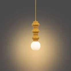 QAZQA Pendelleuchten|Wohnzimmerlampen*Retro-Pendelleuchte Senfgelb mit mattiertem Glas - Fedde