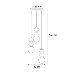 QAZQA Pendelleuchten|Wohnzimmerlampen*Retro-Pendelleuchte Senfgelb mit mattiertem Glas 3-flammig - Fedde