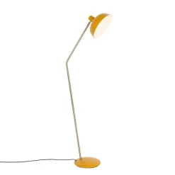 QAZQA Schlafzimmerlampen|Küchenlampen*Retro-Stehlampe gelb mit Bronze - Milou