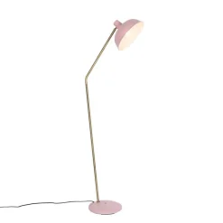 QAZQA Stehlampen|Wohnzimmerlampen*Retro-Stehlampe rosa mit Bronze - Milou