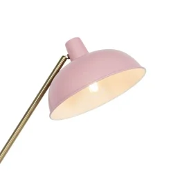 QAZQA Stehlampen|Wohnzimmerlampen*Retro-Stehlampe rosa mit Bronze - Milou