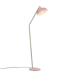 QAZQA Stehlampen|Wohnzimmerlampen*Retro-Stehlampe rosa mit Bronze - Milou