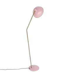 QAZQA Stehlampen|Wohnzimmerlampen*Retro-Stehlampe rosa mit Bronze - Milou