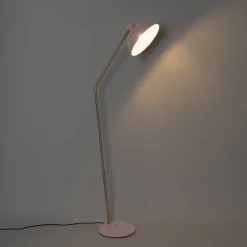 QAZQA Stehlampen|Wohnzimmerlampen*Retro-Stehlampe rosa mit Bronze - Milou