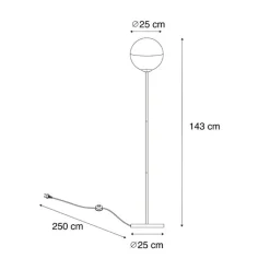 QAZQA Stehlampen|Wohnzimmerlampen*Retro-Stehleuchte schwarz mit klarem Glas - Eclipse