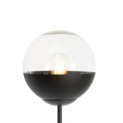 QAZQA Stehlampen|Wohnzimmerlampen*Retro-Stehleuchte schwarz mit klarem Glas - Eclipse