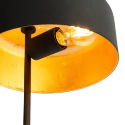 QAZQA Tischlampen|Wohnzimmerlampen*Retro-Tischlampe schwarz mit goldenem Innenleben – Jinte