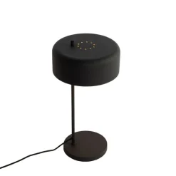 QAZQA Tischlampen|Wohnzimmerlampen*Retro-Tischlampe schwarz mit goldenem Innenleben – Jinte