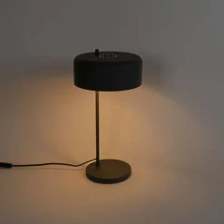 QAZQA Tischlampen|Wohnzimmerlampen*Retro-Tischlampe schwarz mit goldenem Innenleben – Jinte