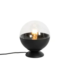 QAZQA Tischlampen|Wohnzimmerlampen*Retro-Tischlampe schwarz mit klarem Glas - Eclipse