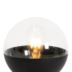 QAZQA Tischlampen|Wohnzimmerlampen*Retro-Tischlampe schwarz mit klarem Glas - Eclipse