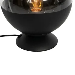 QAZQA Tischlampen|Wohnzimmerlampen*Retro-Tischlampe schwarz mit klarem Glas - Eclipse