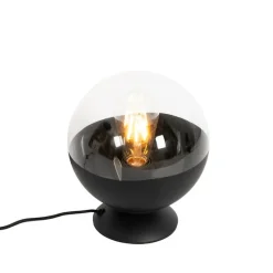 QAZQA Tischlampen|Wohnzimmerlampen*Retro-Tischlampe schwarz mit klarem Glas - Eclipse