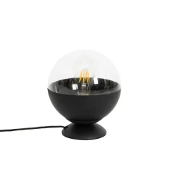 QAZQA Tischlampen|Wohnzimmerlampen*Retro-Tischlampe schwarz mit klarem Glas - Eclipse