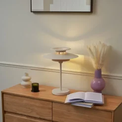 QAZQA Schlafzimmerlampen|Tischlampen*Retro-Tischleuchte Beige Stahl 45cm - Pauly