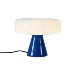 QAZQA Tischlampen|Wohnzimmerlampen*Retro-Tischleuchte blau mit Weiß - Knob