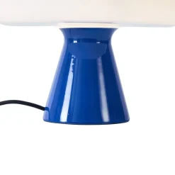 QAZQA Tischlampen|Wohnzimmerlampen*Retro-Tischleuchte blau mit Weiß - Knob