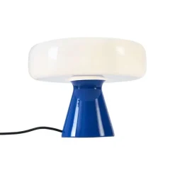 QAZQA Tischlampen|Wohnzimmerlampen*Retro-Tischleuchte blau mit Weiß - Knob
