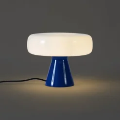 QAZQA Tischlampen|Wohnzimmerlampen*Retro-Tischleuchte blau mit Weiß - Knob