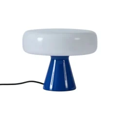 QAZQA Tischlampen|Wohnzimmerlampen*Retro-Tischleuchte blau mit Weiß - Knob