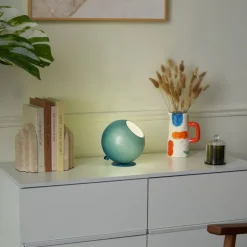 QAZQA Tischlampen|Wohnzimmerlampen*Retro-Tischleuchte blau mit Glas - Mabel